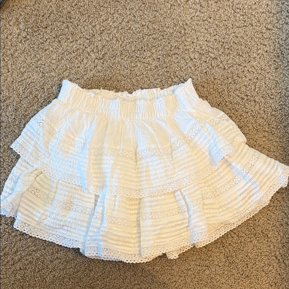 Aerie Cream Tiered Skater Skirt